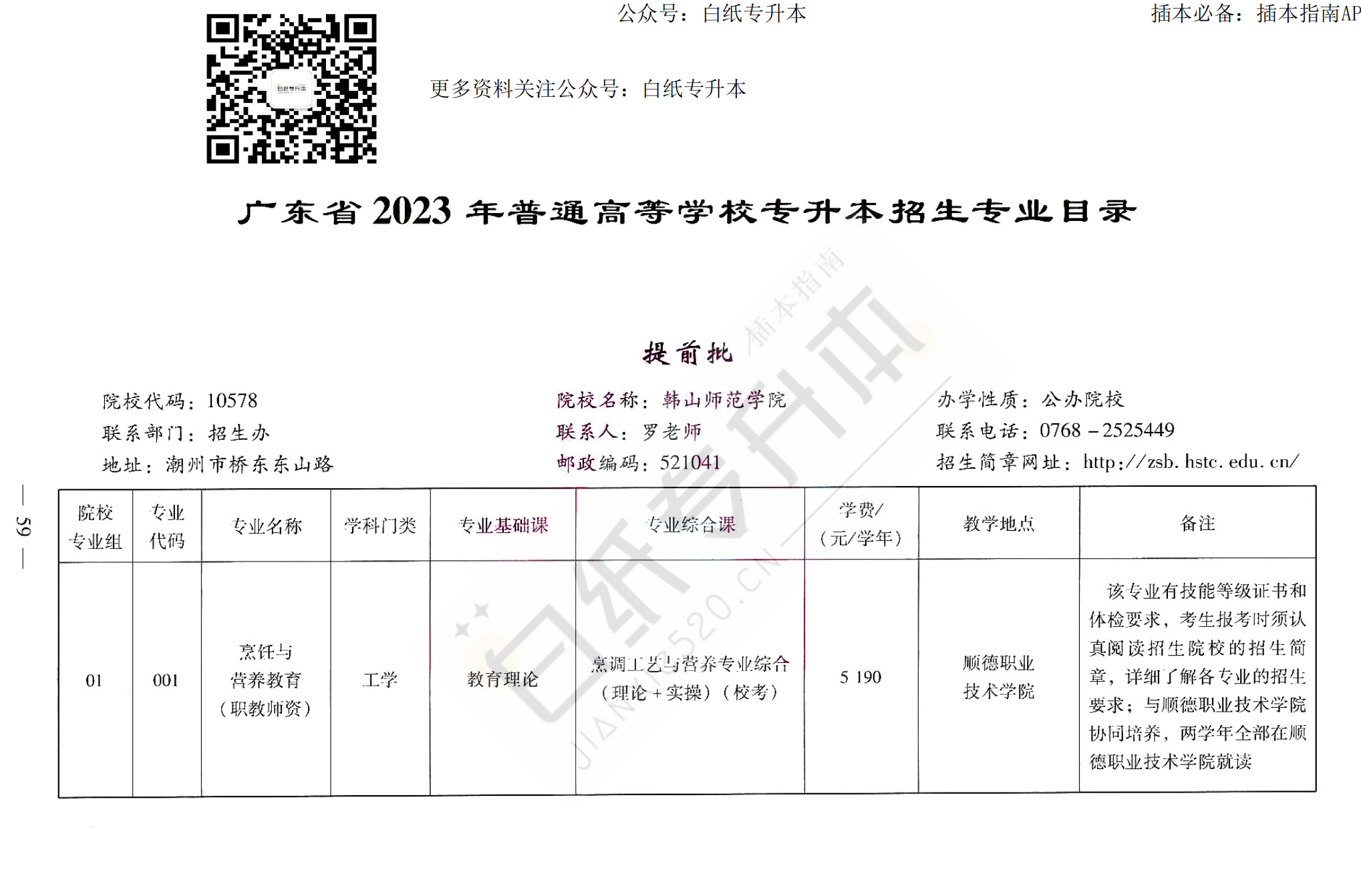 广东省2023年普通高等学校专升本（专插本）招生专业目录
